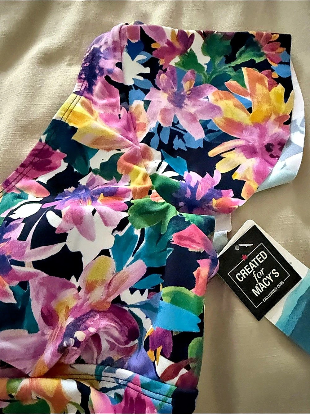 Created for Macy's Floral One-Piece Swimsuit in Blue & Pink NWT - Picture 4 of 7